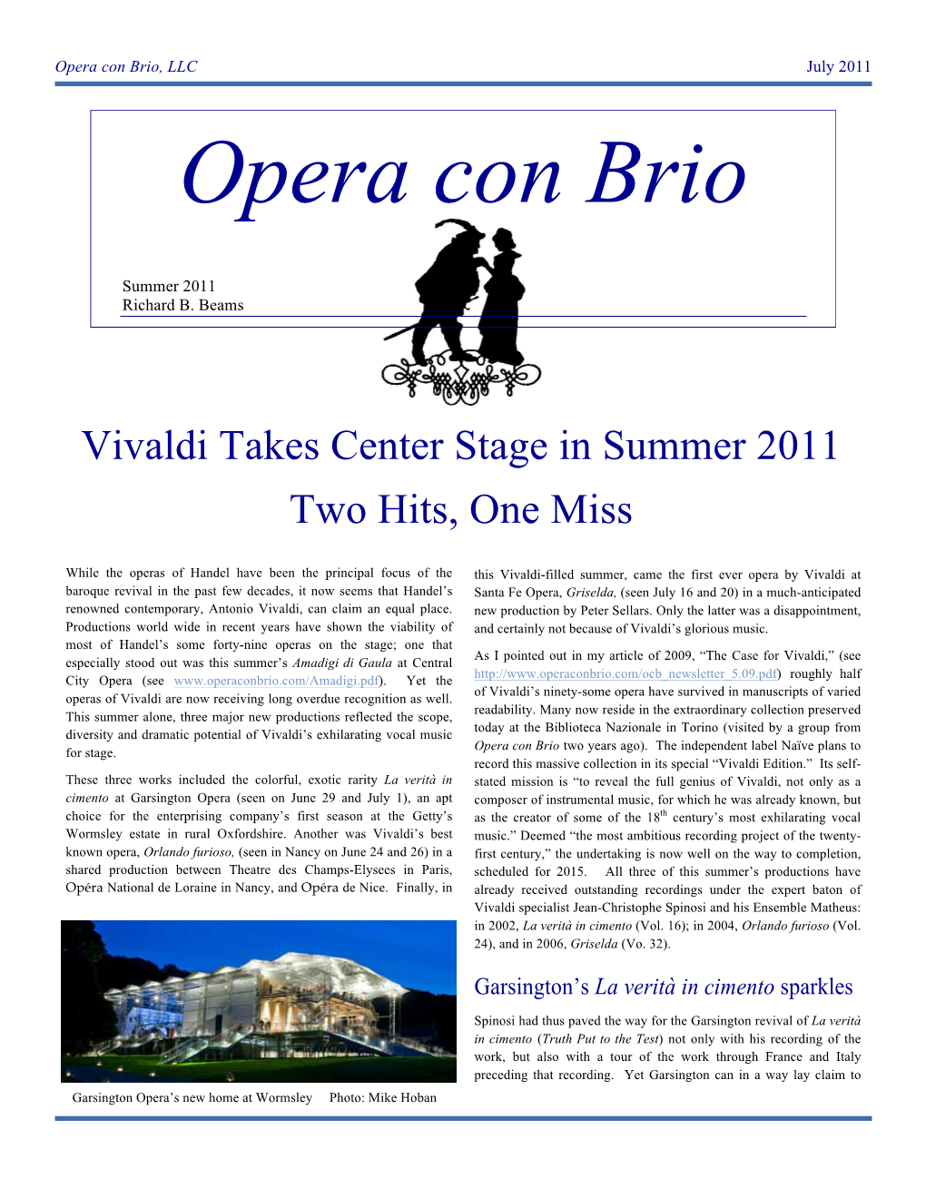 Vivaldi Takes Center Stage, Summer 2011