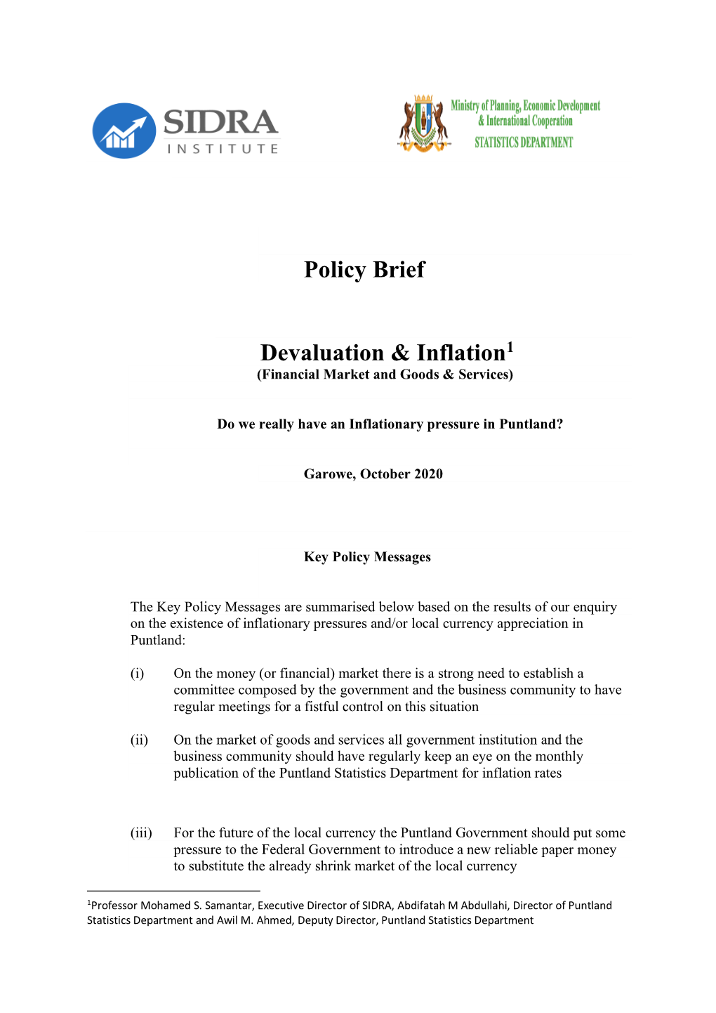 Policy Brief Devaluation & Inflation1