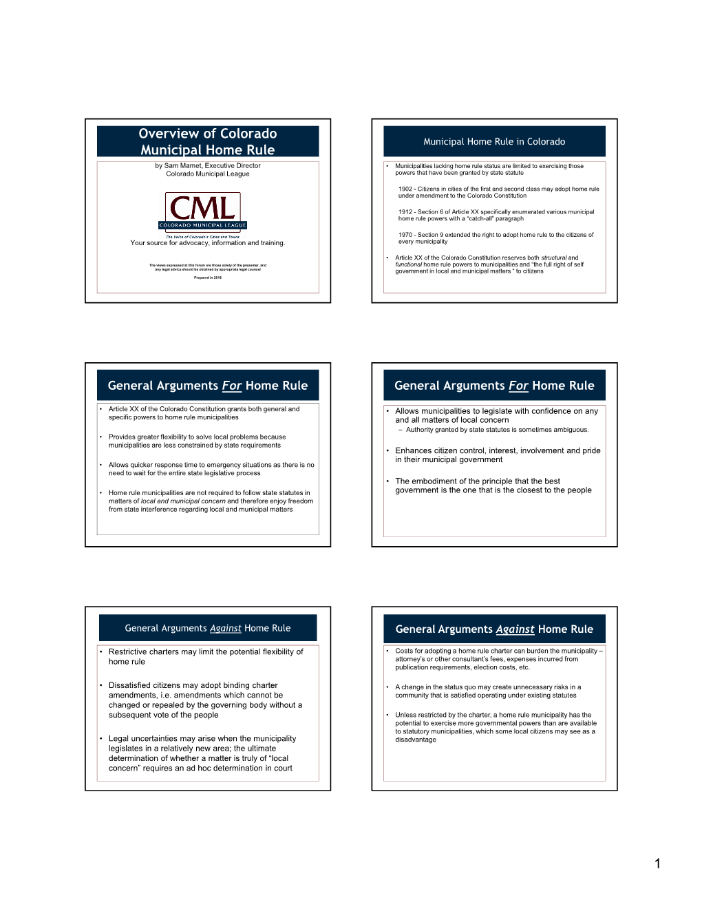 Overview of Colorado Municipal Home Rule