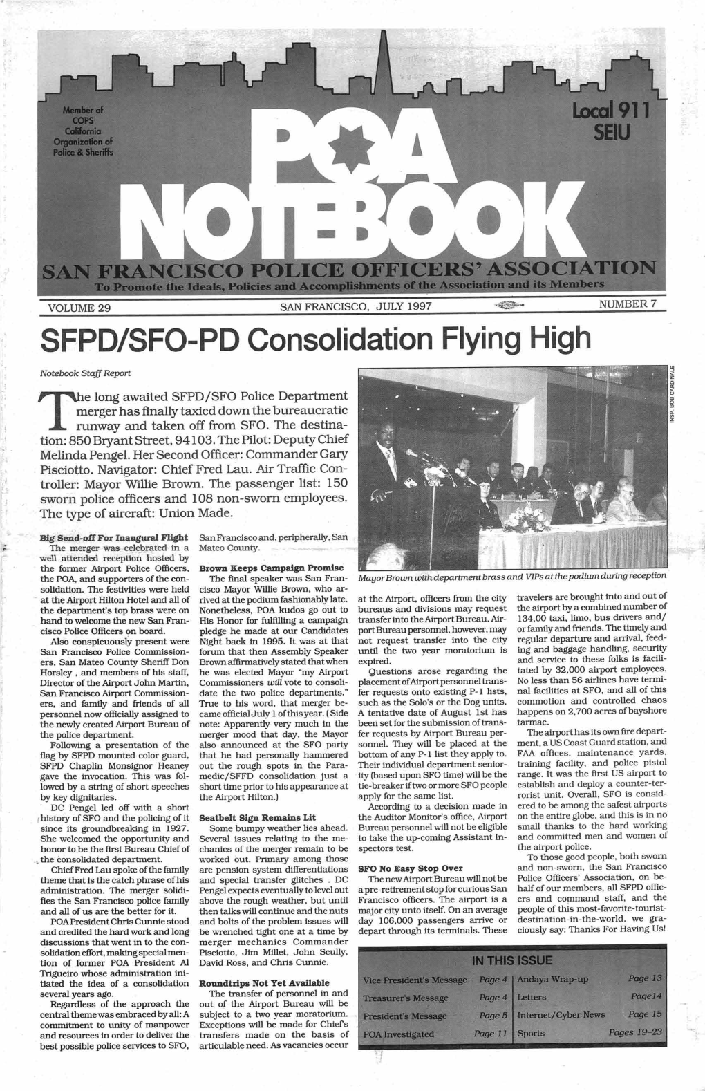 JULY 1997 Nuivibr 7 SFPD/SFO-PD Consolidation Flying High