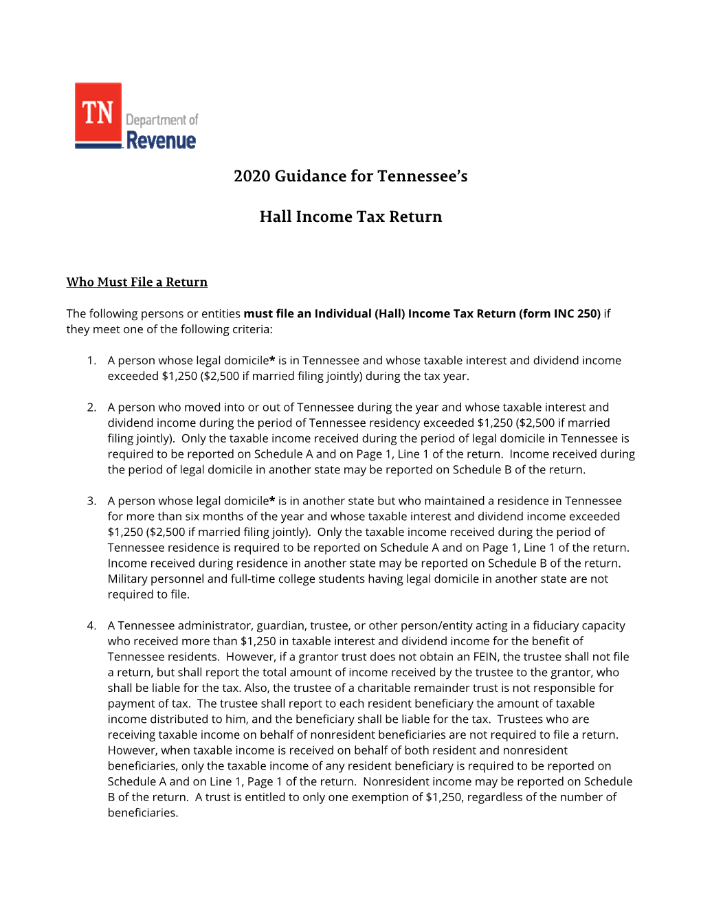 Hall Income Tax Guide