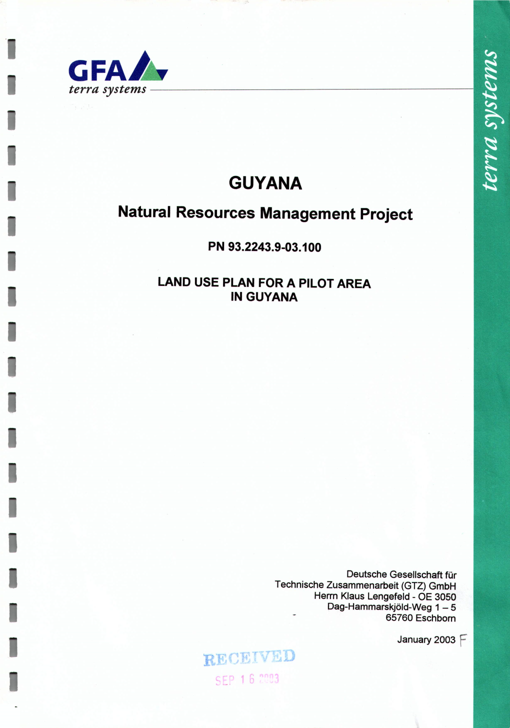 Land Use Plan for a Pilot Area in Guyana