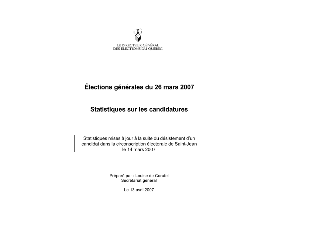 Profil Des Candidats Et Candidates
