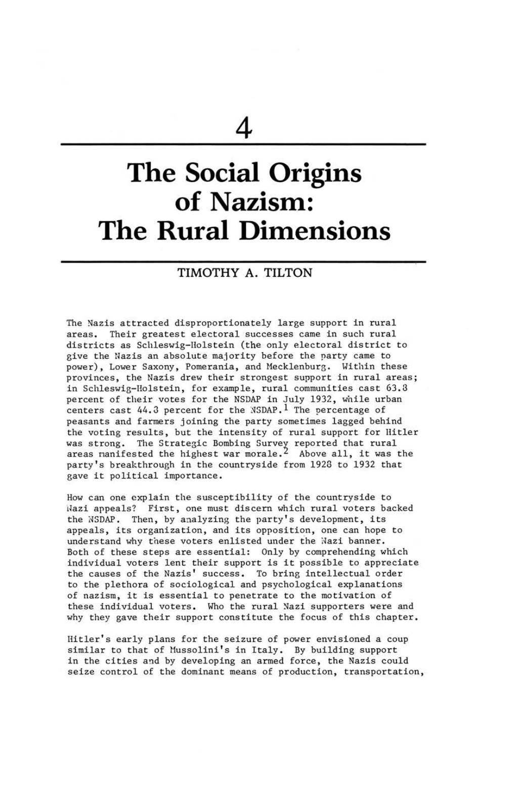 The Social Origins of Nazism: the Rural Dimensions