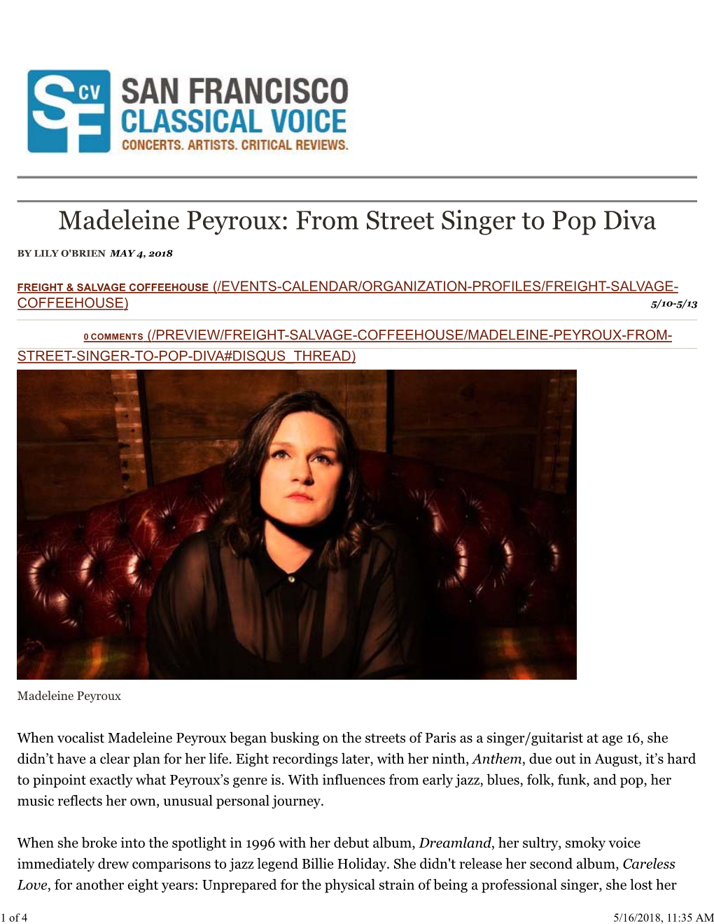 From Street Singer to Pop Diva | San Francisco Classical Voice