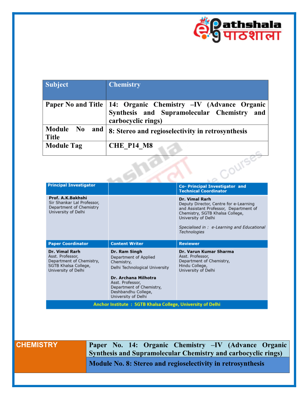 Bsc Chemistry