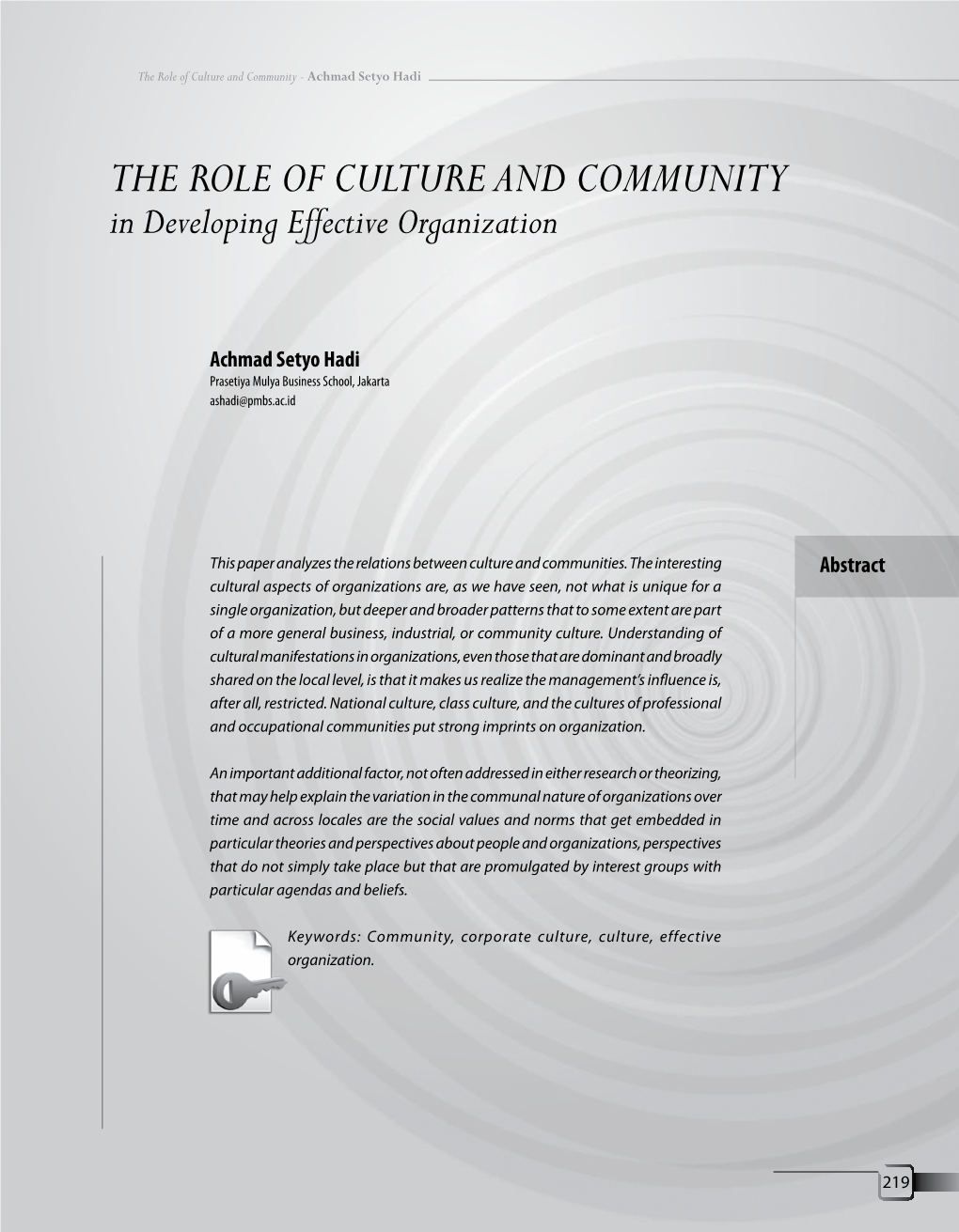 The Role of Culture and Community - Achmad Setyo Hadi