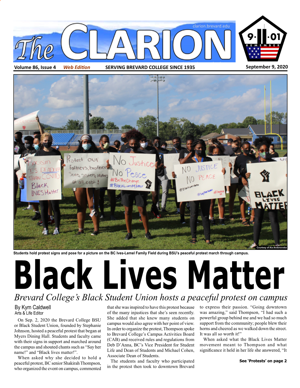 The Clarion, Vol. 86, Issue #4, Sept. 9, 2020