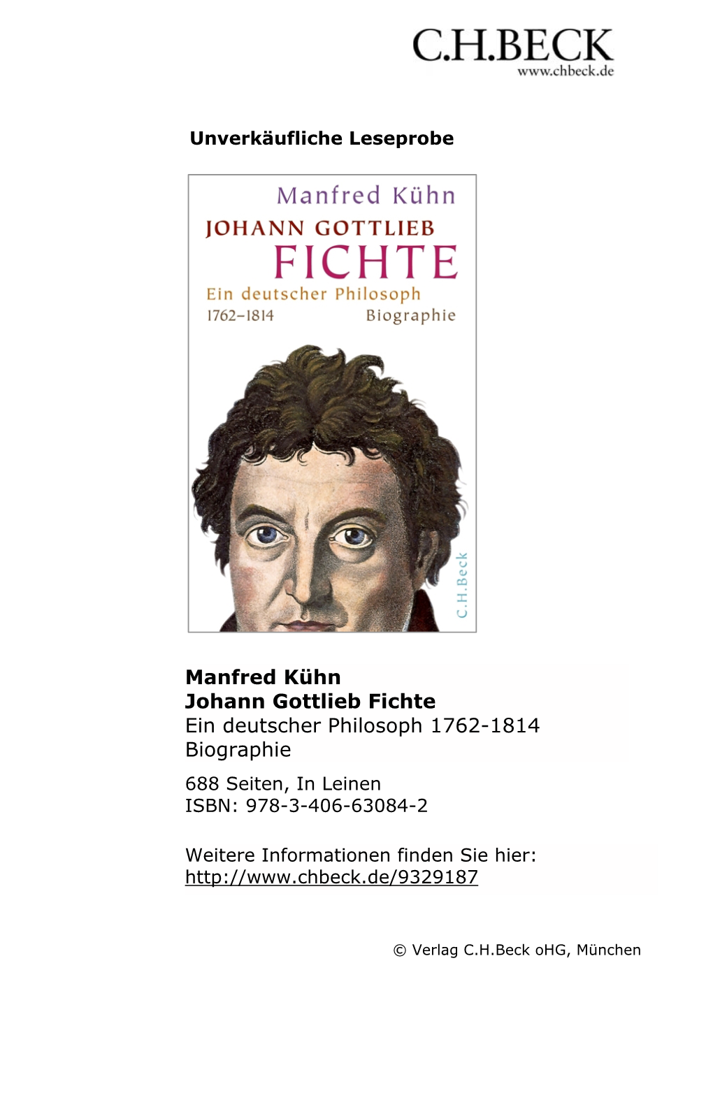 Johann Gottlieb Fichte Ein Deutscher Philosoph 1762-1814 Biographie