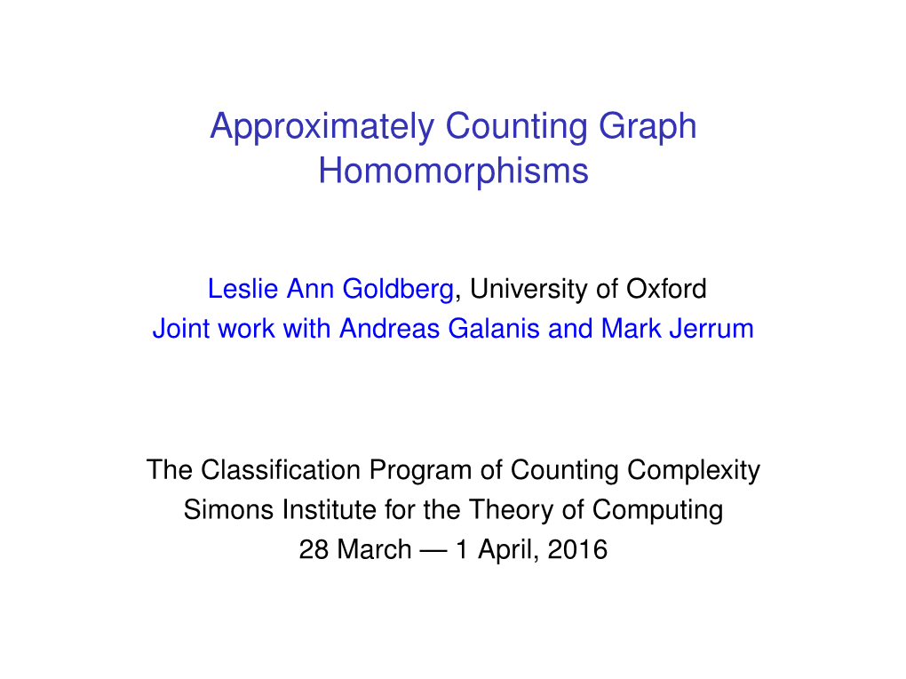 Approximately Counting Graph Homomorphisms