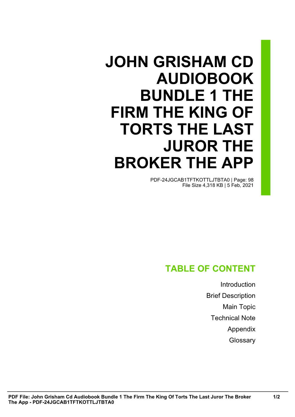 John Grisham Cd Audiobook Bundle 1 the Firm the King of Torts the Last Juror the Broker the App