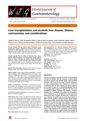 Liver Transplantation and Alcoholic Liver Disease: History, Controversies, and Considerations