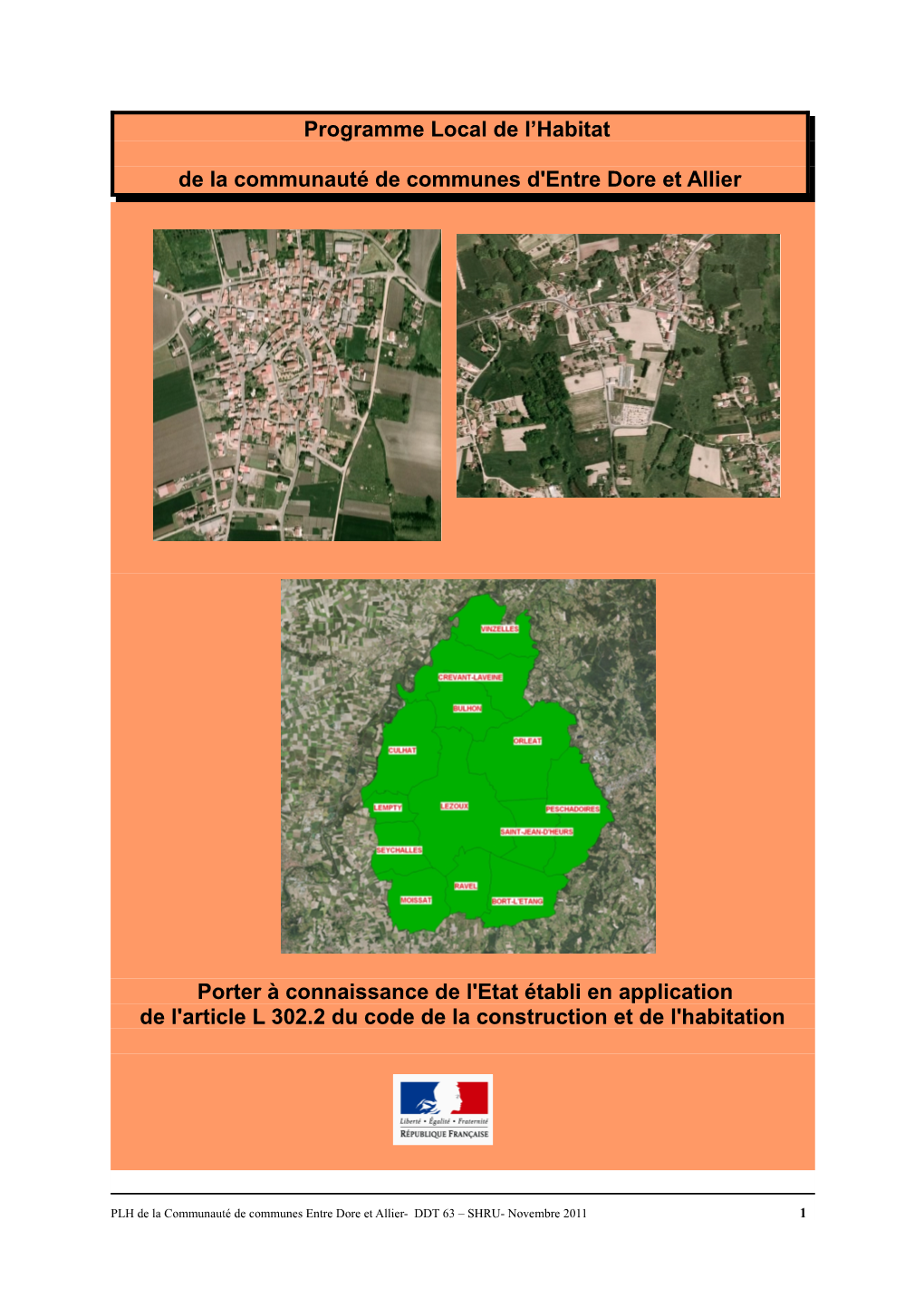 Programme Local De L'habitat De La Communauté De Communes D'entre Dore Et Allier Porter À Connaissance De L'etat Établi En