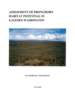 Assessment of Pronghorn Habitat Potential in Eastern Washington