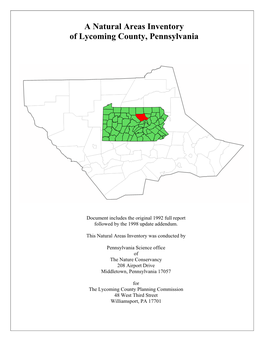 A Natural Areas Inventory of Lycoming County, Pennsylvania