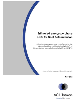 Estimated Energy Purchase Costs for Final Determination