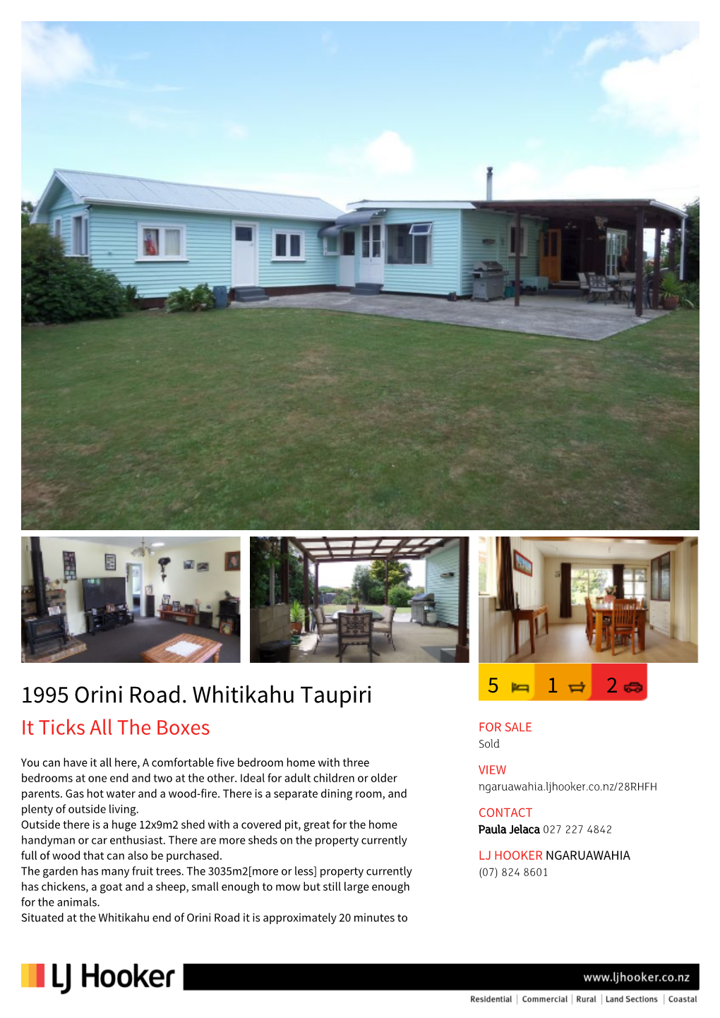 1995 Orini Road. Whitikahu Taupiri