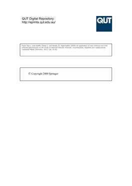 An Application of Near-Infrared and Mid-Infrared Spectroscopy to the Study of 3 Selected Tellurite Minerals: Xocomecatlite, Tlapallite and Rodalquilarite 4 5 Ray L