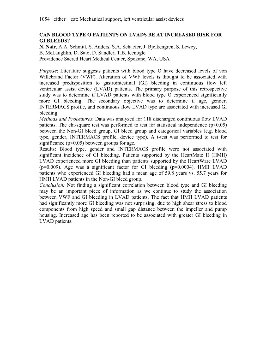 Can Blood Type O Patients on Lvads Be at Increased Risk for Gi Bleeds?