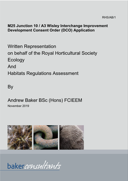 Written Representation on Behalf of the Royal Horticultural Society Ecology and Habitats Regulations Assessment