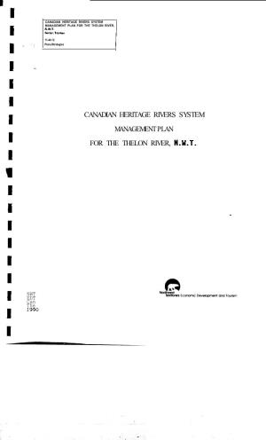 Canadian Heritage Rivers System Management Plan for the Thelon River, N.W.T