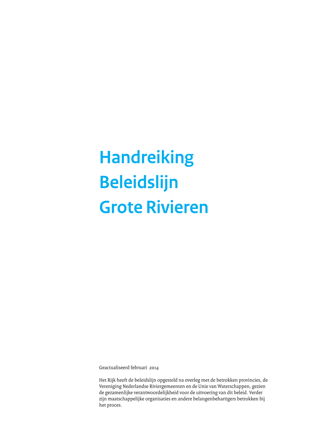 Handreiking Beleidslijn Grote Rivieren