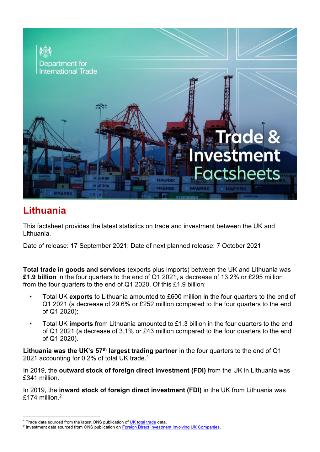 Trade and Investment Factsheets: Lithuania