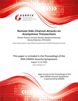 Remote Side-Channel Attacks on Anonymous Transactions