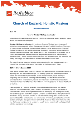 Church of England: Holistic Missions