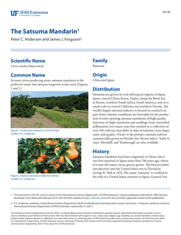The Satsuma Mandarin1 Peter C