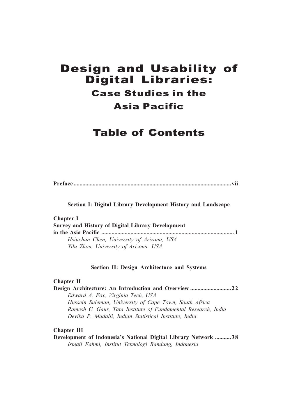 Design and Usability of Digital Libraries: Case Studies in the Asia Pacific