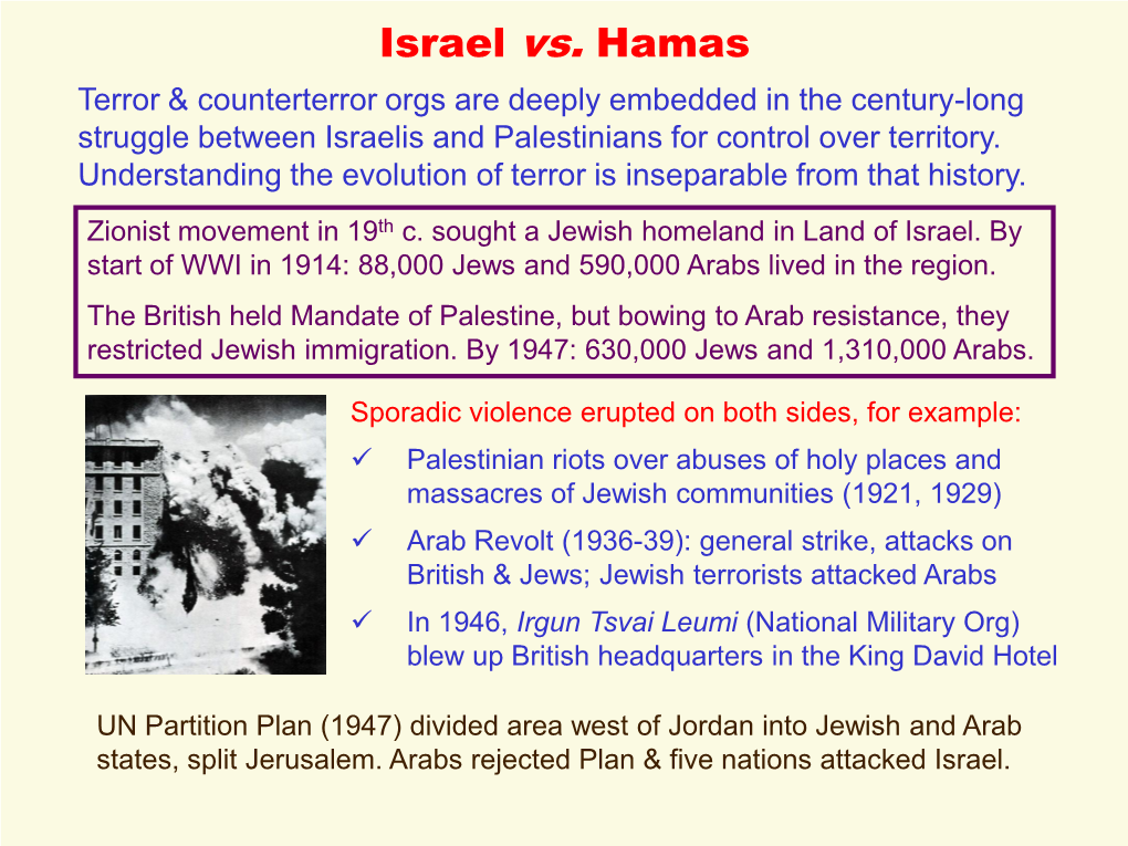 Hamas Terror & Counterterror Orgs Are Deeply Embedded in the Century-Long Struggle Between Israelis and Palestinians for Control Over Territory