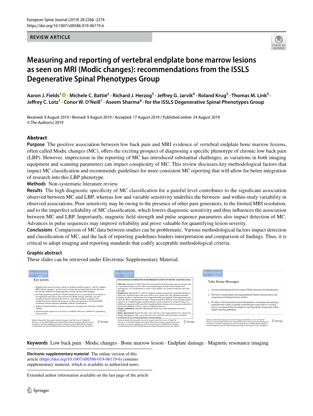 Measuring and Reporting of Vertebral Endplate Bone Marrow Lesions As Seen on MRI (Modic Changes): Recommendations from the ISSLS Degenerative Spinal Phenotypes Group