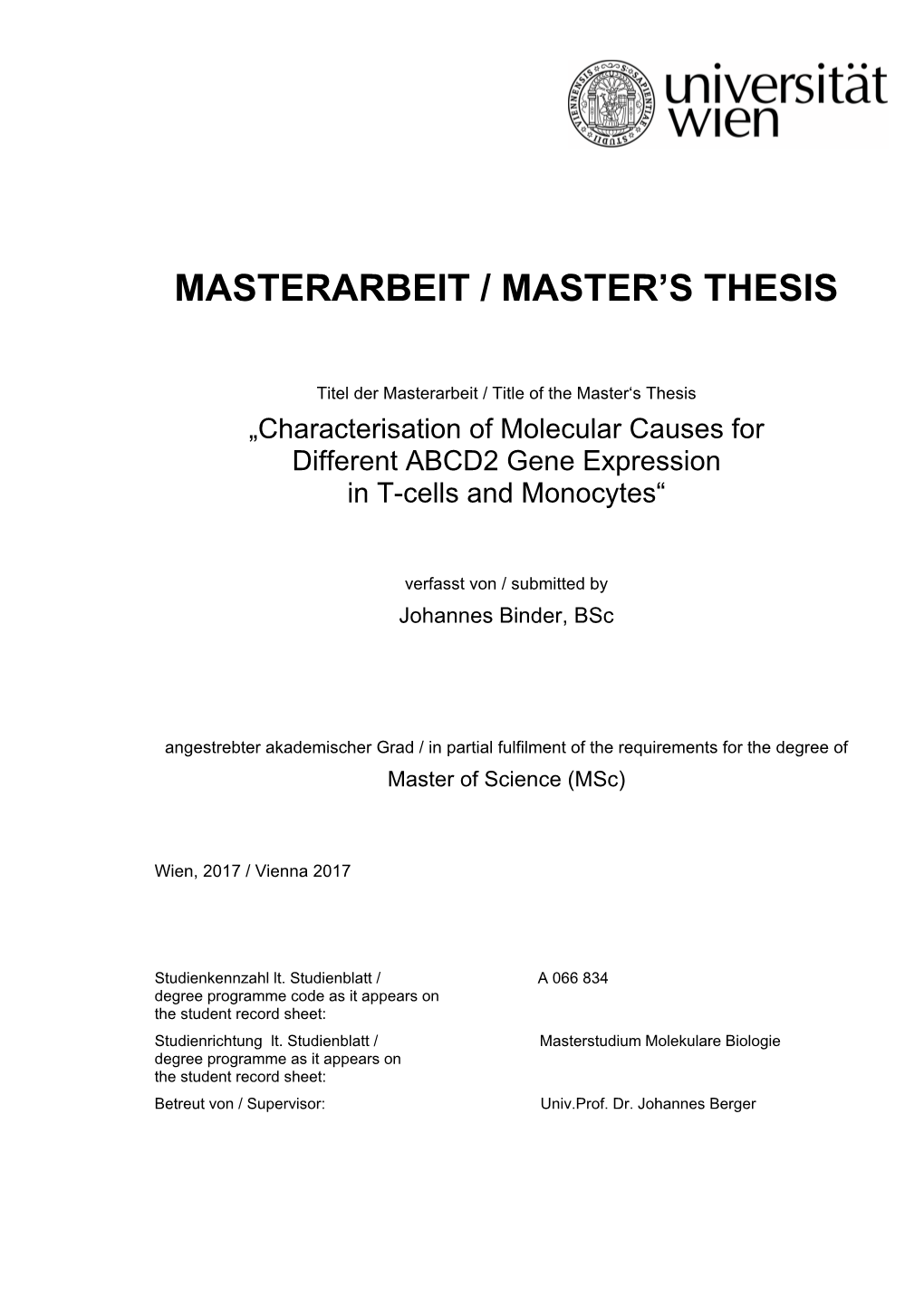 Masterarbeit / Master's Thesis