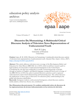 A Multimodal Critical Discourse Analysis of Television News Representations of Undocumented Youth