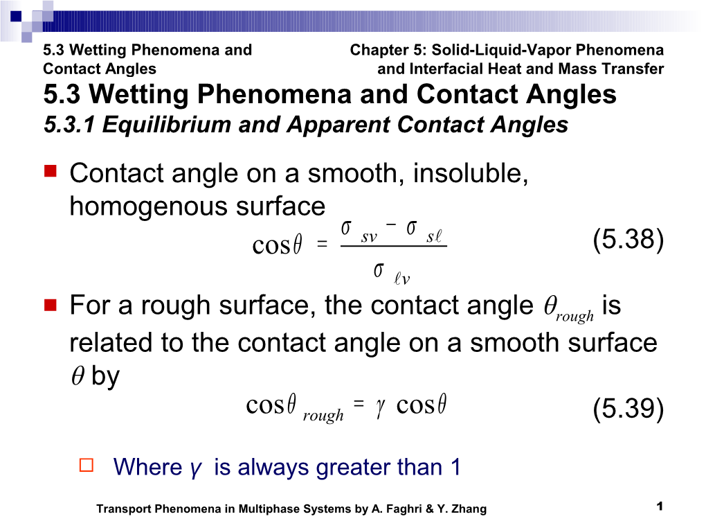 5.3 Wetting Phenomena and Contact Angles