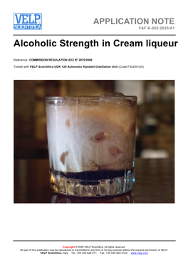 Alcoholic Strength in Cream Liqueur