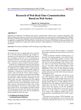 Research of Web Real-Time Communication Based on Web Socket