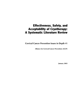 Effectiveness, Safety, and Acceptability of Cryotherapy: a Systematic Literature Review