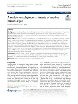 A Review on Phytoconstituents of Marine Brown Algae Masuma M