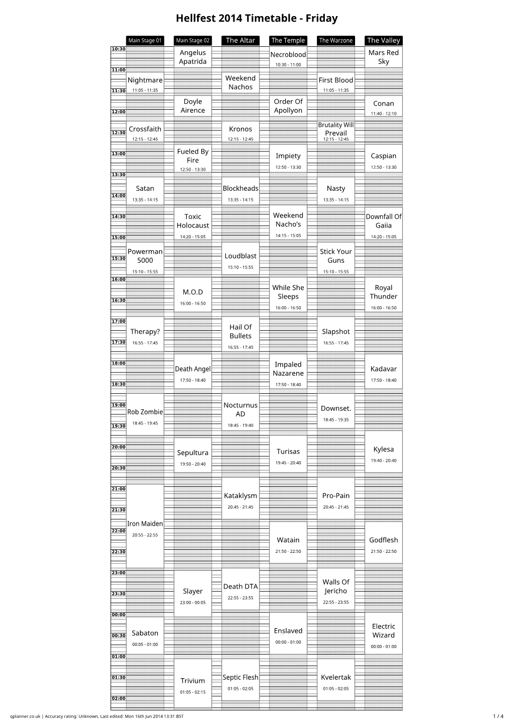 Hellfest 2014 Timetable - Friday