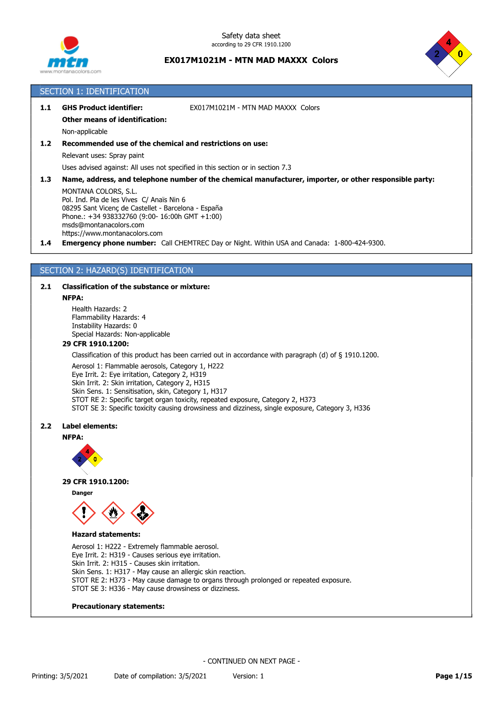 MSDS MTN MAD MAXXX Colors EN-US