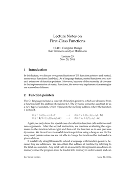 Lecture Notes on First-Class Functions