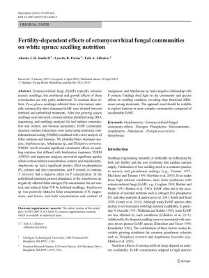 Fertility-Dependent Effects of Ectomycorrhizal Fungal Communities on White Spruce Seedling Nutrition