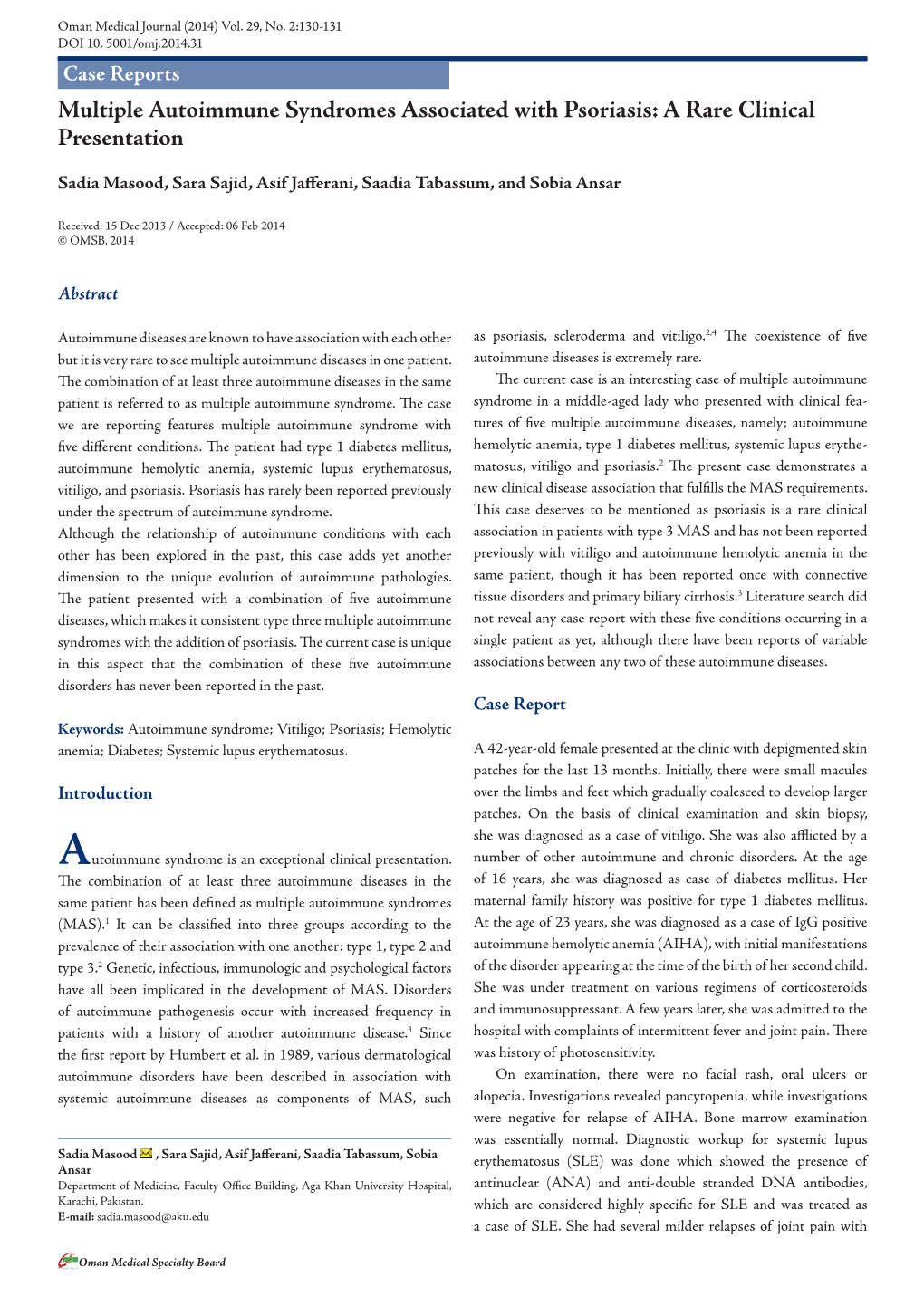 Multiple Autoimmune Syndromes Associated with Psoriasis: a Rare Clinical Presentation