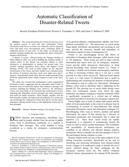 Automatic Classification of Disaster-Related Tweets