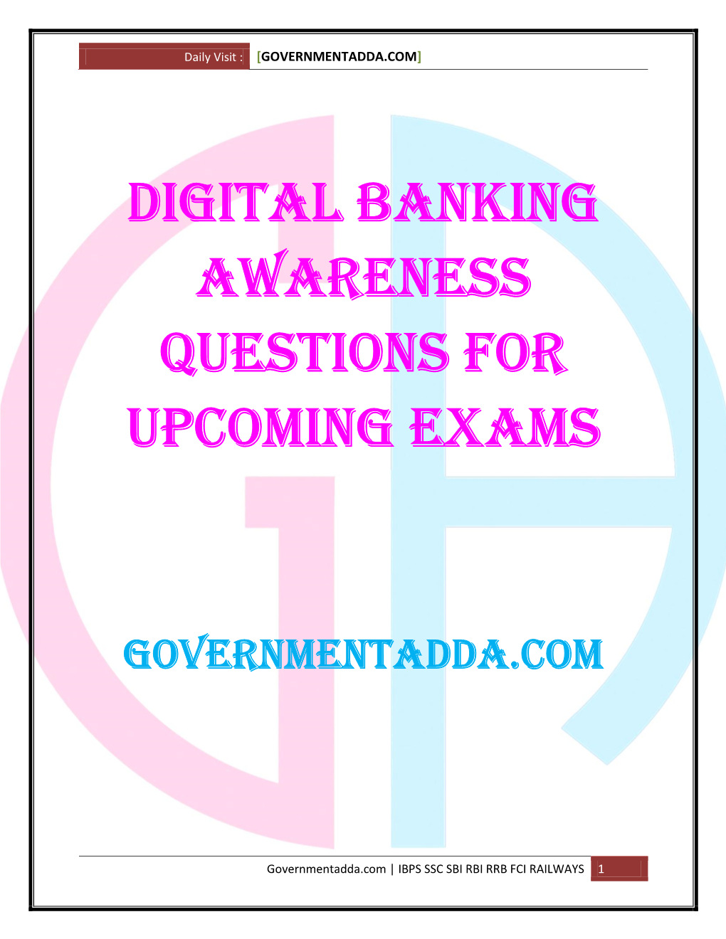 Digital Banking Awareness Questions for Upcoming Exams