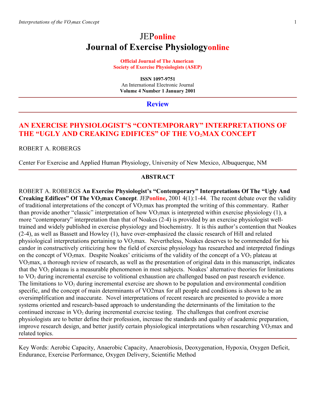 Vo2max, Metabolic Acidosis, Metabolic Thresholds And Exercise Performance