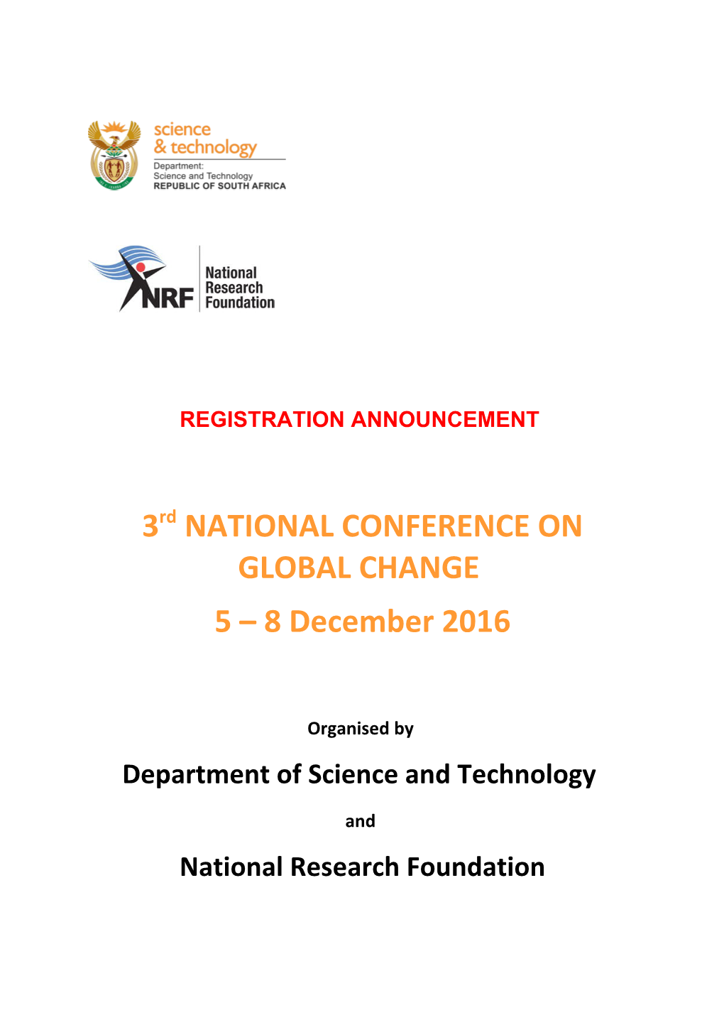 3Rd NATIONAL CONFERENCE on GLOBAL CHANGE