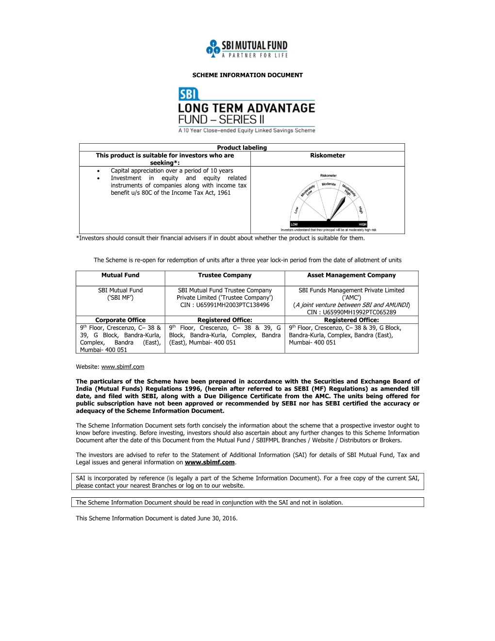 SBI Long Term Advantage Fund